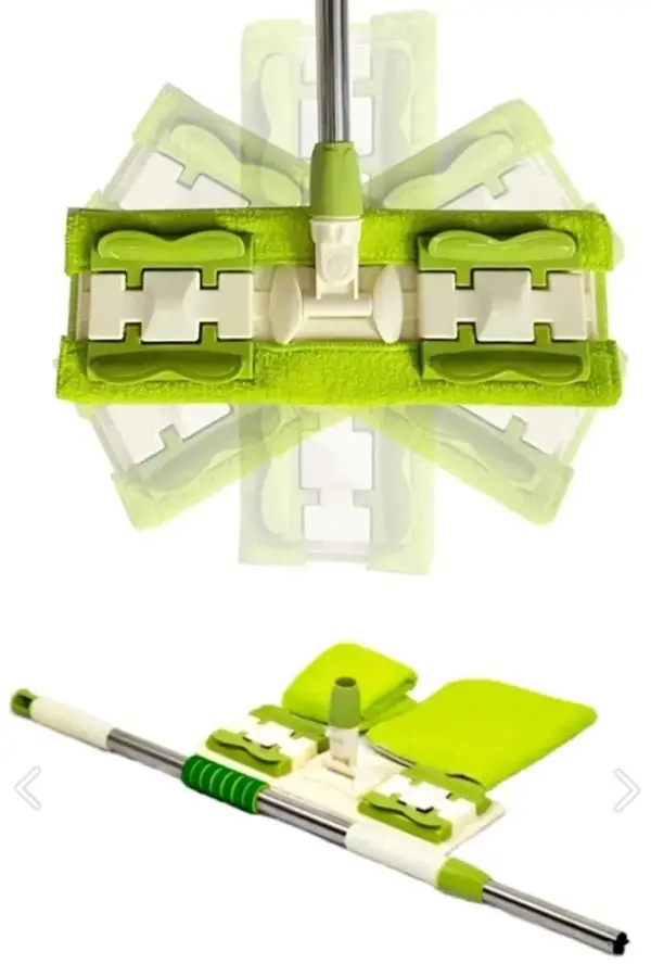 Sihirli Mop Yedek Bez Hediyeli 180°dönebilen Balkon Cam Silme Mopu Yer Mopu Fayans Yeşil Renk Duvar