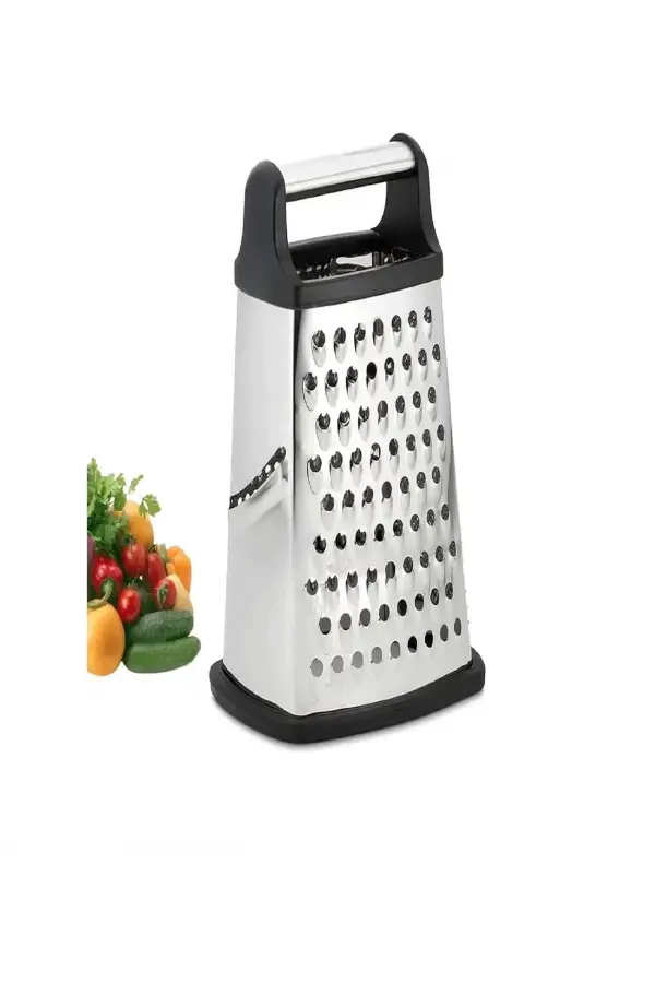 Büyük Boy Çelik Rende Silikon Tabanlı 4 Fonksiyonlu Sarımsak Kereviz Peynir Sebze Doğrayıcı Rende