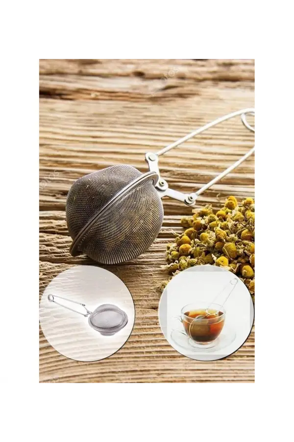 Paslanmaz Çelik Bitki Çayı Demleme Süzgeci Maşalı Çay Süzgeci