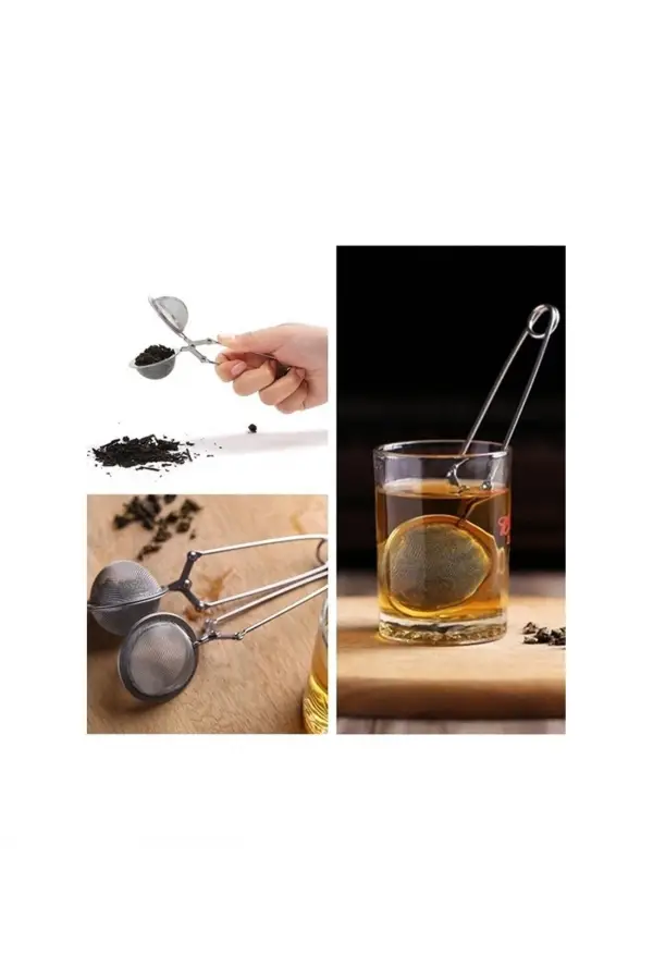 Paslanmaz Çelik Bitki Çayı Demleme Süzgeci Maşalı Çay Süzgeci