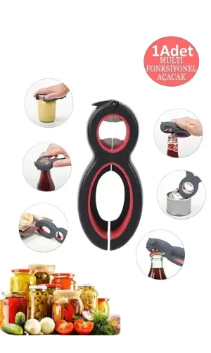Kavanoz Konserve Açacağı 6+1 Fonksiyonlu Kola Şişe Kapağı Açma Pensesi Kapak Sıkma