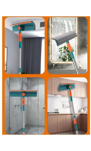 Teloskopik Mikrofiber Sihirli Çift Taraflı Çok Amaçlı Cam Silme Aparatı Pratik Mop Camsil Pratik