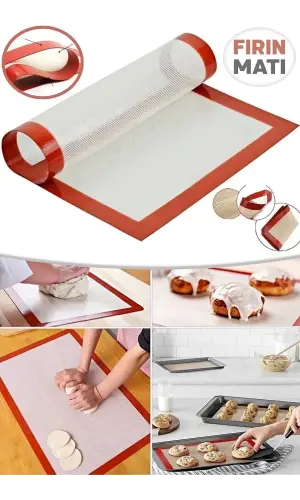Fırın Matı Silikon Yanmaz Yapışmaz 40*30 Kendinden Yağlı Fırın Pişirme Kağıdı Hamur Açma Matı