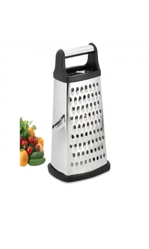 Büyük Boy Çelik Rende Silikon Tabanlı 4 Fonksiyonlu Sarımsak Kereviz Peynir Sebze Doğrayıcı Rende