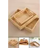 3lü Lüx Bambu Tepsi Seti Çay Tepsisi, Sunum Tepsisi, Kahve Sunum Tepsisi Kare Köşe Yemek Tepsi