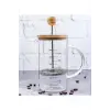 600ml Borosilikat Bambu French Press 4 Katmanlı 304 Paslanmaz Çelik Bitki Çayları Filtre Kahve Ölçü
