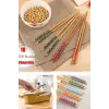 10 Çift Doğal Bambu Desenli Chopstick El Yapımı Pratik Yıkanabilir Çin Yemek Chopstick Çubukları
