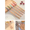 10 Çift Doğal Bambu Desenli Chopstick El Yapımı Pratik Yıkanabilir Çin Yemek Chopstick Çubukları