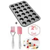 24 Lü Muffin Mini Kek Kalıbı Cup Fırça Spatula Set Pasta Kek Çörek Hazırlama Pişirme 2 Li Set