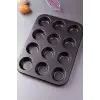 Cupcake Muffin 12li Kek Kalıbı Yanmaz Yapışmaz Fırın Tepsisi Paslanmaz Dayanıklı Siyah