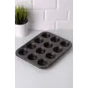 Cupcake Muffin 12li Kek Kalıbı Yanmaz Yapışmaz Fırın Tepsisi Paslanmaz Dayanıklı Siyah