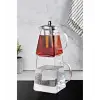 Borasilikat Cam Çaydanlık Takımı Kare Tasarım Çelik Filtre Isıya Dayanıklı Demlik 1450ml