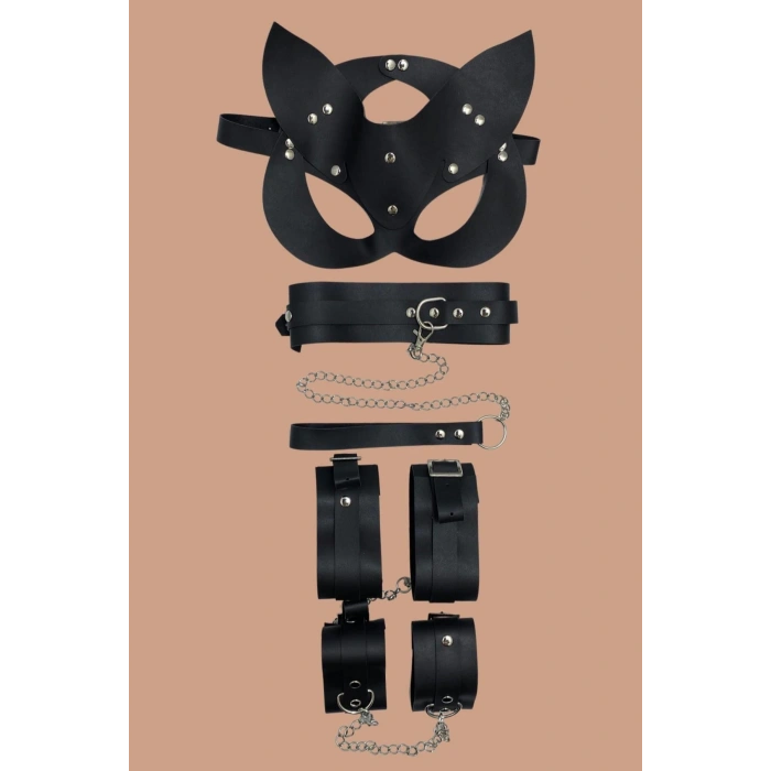 Arias Closet Siyah 4lü Maske ,Tasma,Kelepce Harness Set