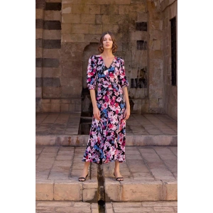 Arias Closet Çiçek Desenli Viskon Elbise