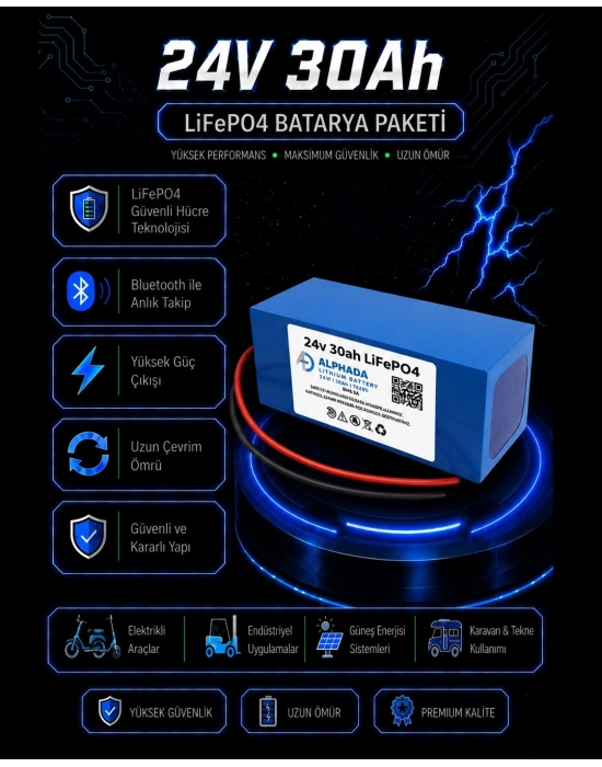 24V 30Ah LiFePO4 Tekerlekli Sandalye Aküsü