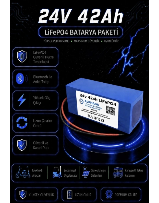 24V 42Ah LiFePO4 Tekerlekli Sandalye Aküsü
