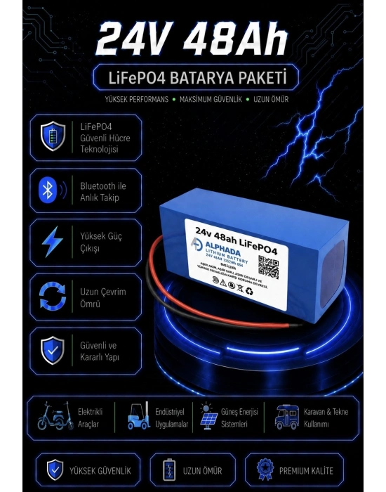 24V 48Ah LiFePO4 Tekerlekli Sandalye Aküsü