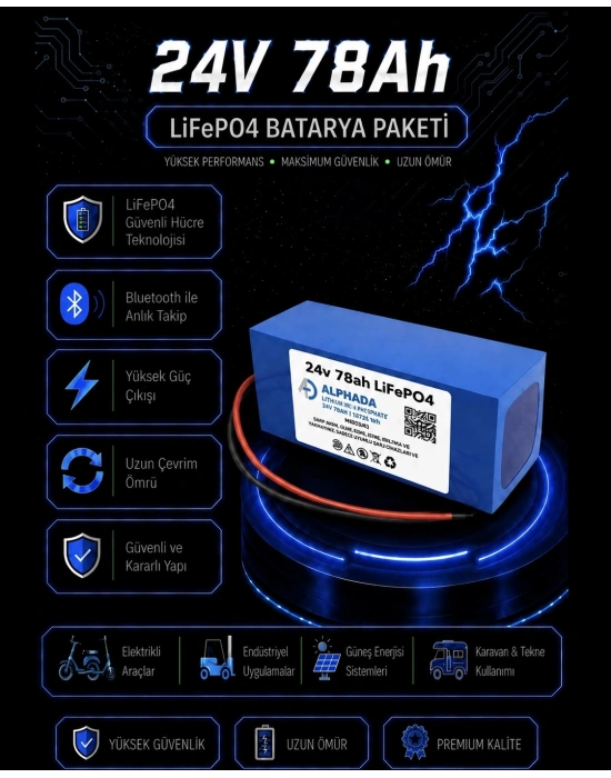 24V 78Ah LiFePO4 Tekerlekli Sandalye Aküsü