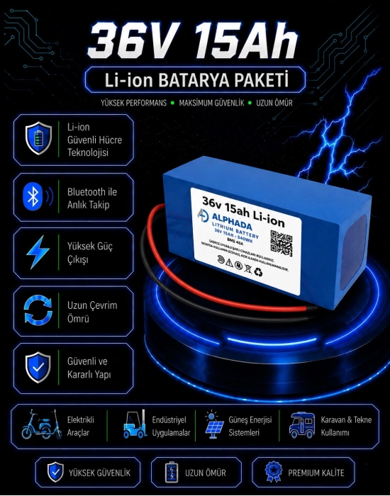 36V 15Ah Li-ion Elektrikli Bisiklet Bataryası