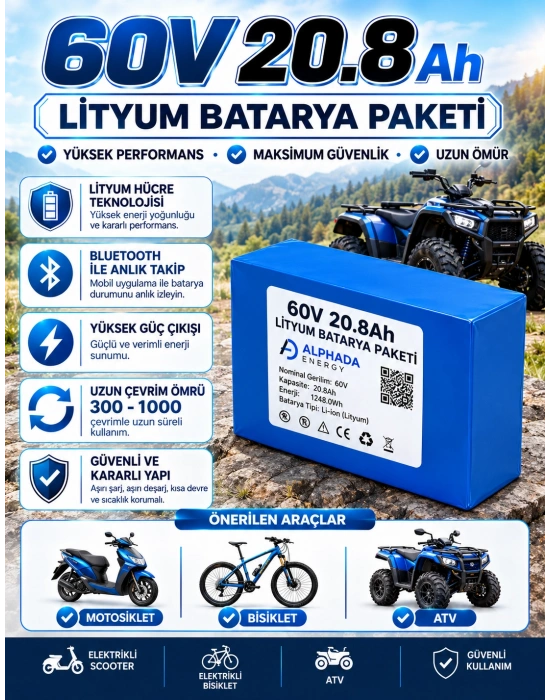 60V 20.8 Ah Lityum-İyon Batarya