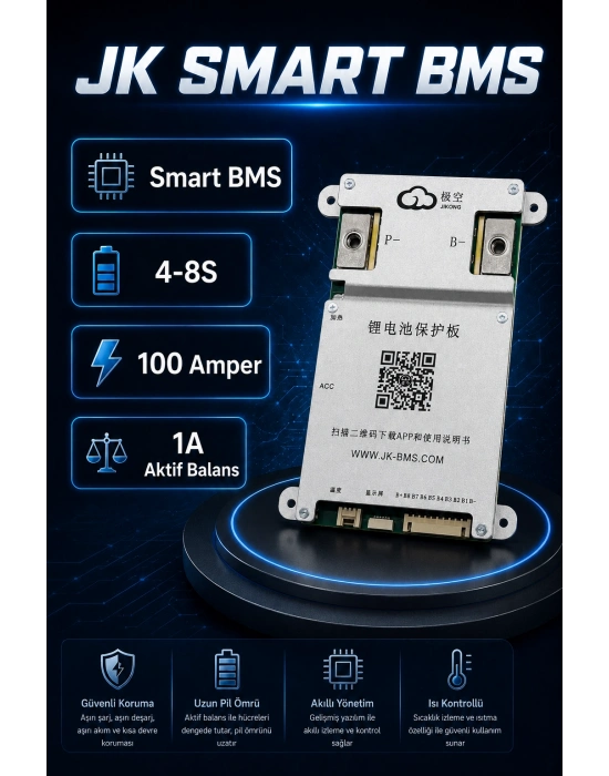JK Smart 4-8S 100A Bluetooth Akıllı BMS