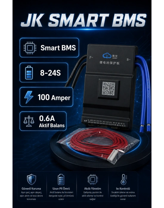 JK Smart 8-24S 100A Bluetooth Akıllı BMS