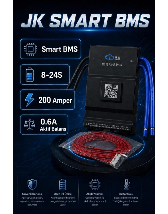 JK Smart 8-24S 200A Bluetooth Akıllı BMS