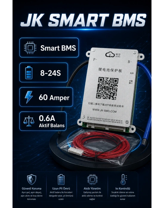 JK Smart 8-24S 60A Bluetooth Akıllı BMS