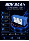 60V 24Ah Akıllı Bluetooth BMSli LiFePO4 Elektrikli Motosiklet Aküsü