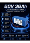 60V 36Ah Akıllı Bluetooth BMSli LiFePO4 Elektrikli Motosiklet Aküsü