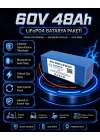 60V 48Ah Akıllı Bluetooth BMSli LiFePO4 Elektrikli Motosiklet Aküsü