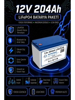 12V 204Ah Akıllı Bluetooth BMSli LiFePO4 Karavan Aküsü