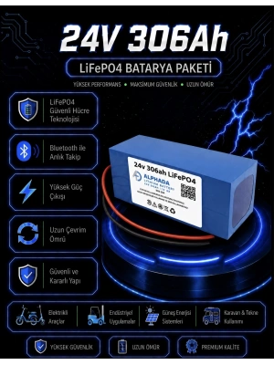24V 306Ah Akıllı Bluetooth BMSli LiFePO4 Transpalet Aküsü