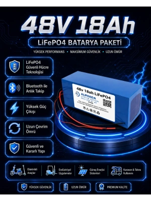 48V 18Ah Akıllı Bluetooth BMSli LiFePO4 Elektrikli Motosiklet Aküsü