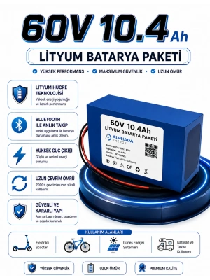 60V 10.4Ah Lityum Elektrikli Motosiklet Bataryası
