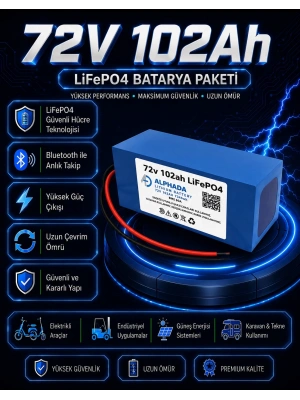 72V 102Ah Akıllı Bluetooth BMSli LiFePO4 Elektrikli Otomobil Aküsü