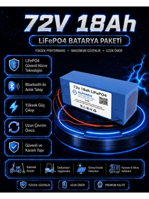 72V 18Ah Akıllı Bluetooth BMSli LiFePO4 Elektrikli Motosiklet Aküsü