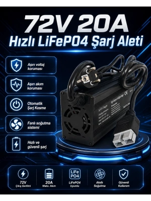 72V 20A Hızlı LiFePO4 Şarj Aleti