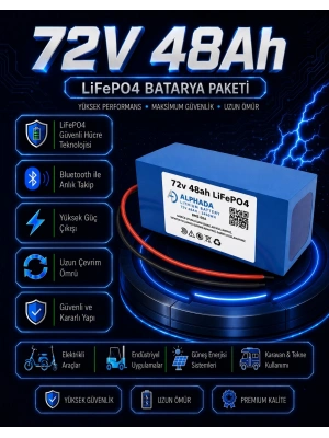 72V 48Ah Akıllı Bluetooth BMSli LiFePO4 Elektrikli Otomobil Aküsü