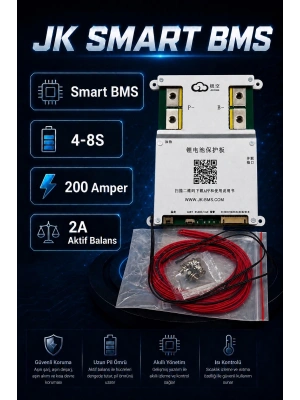 JK Smart 4-8S 200A Bluetooth Akıllı BMS