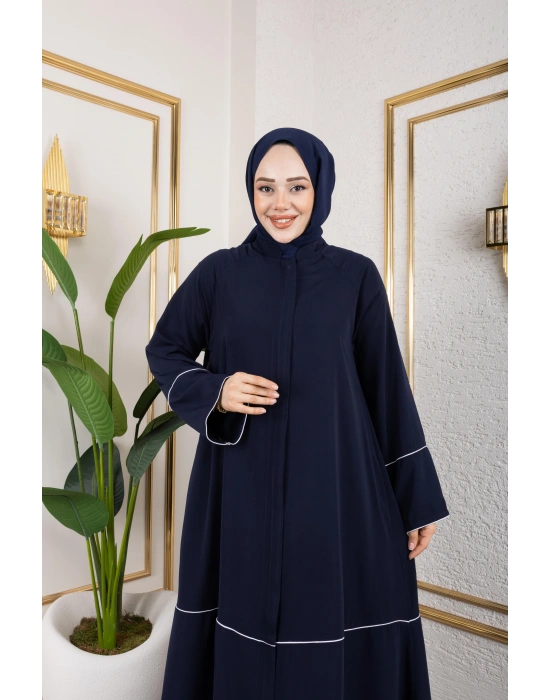 Medine İpeği Biyeli Ahsen Feracce (Lacivert)