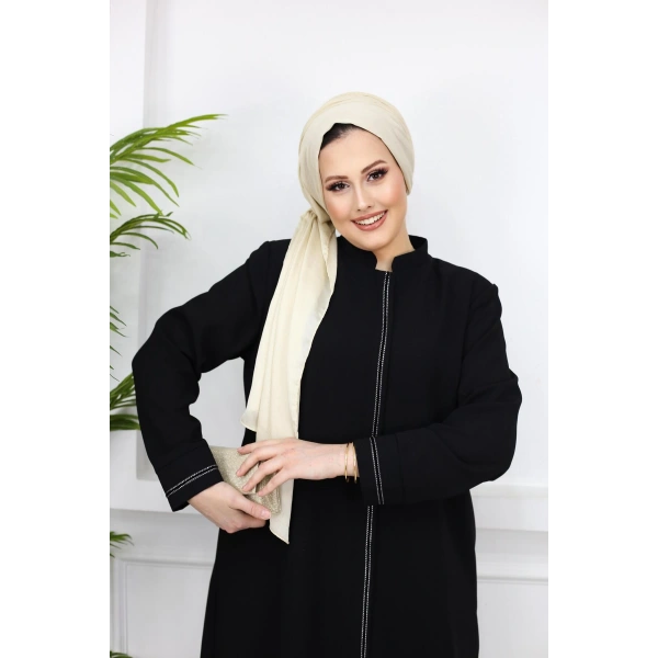 Şerit Detaylı Battal Beden Hüsna Feracce