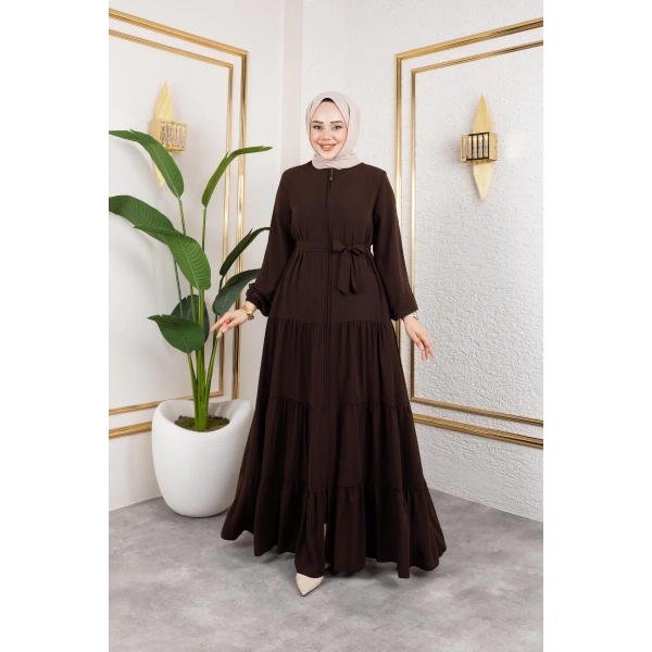 Medine İpeği 3 Kat Büzgülü Feracce