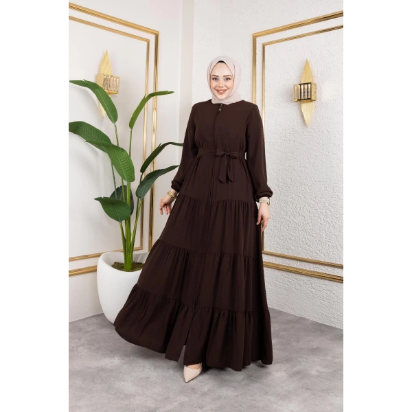 Medine İpeği 3 Kat Büzgülü Feracce