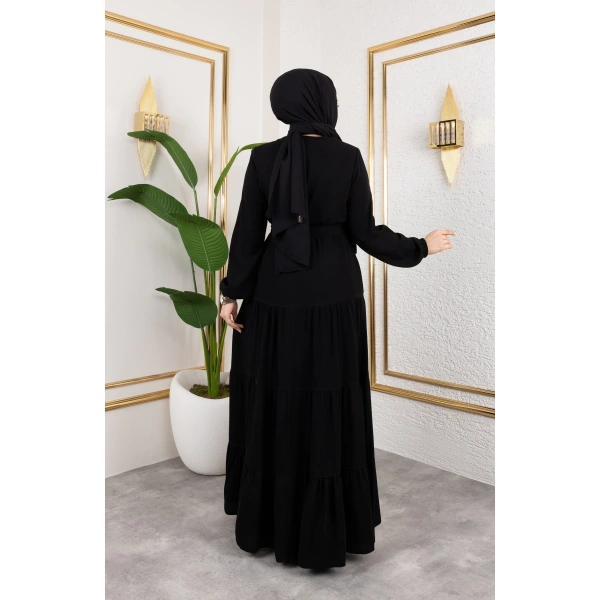 Medine İpeği 3 Kat Büzgülü Feracce