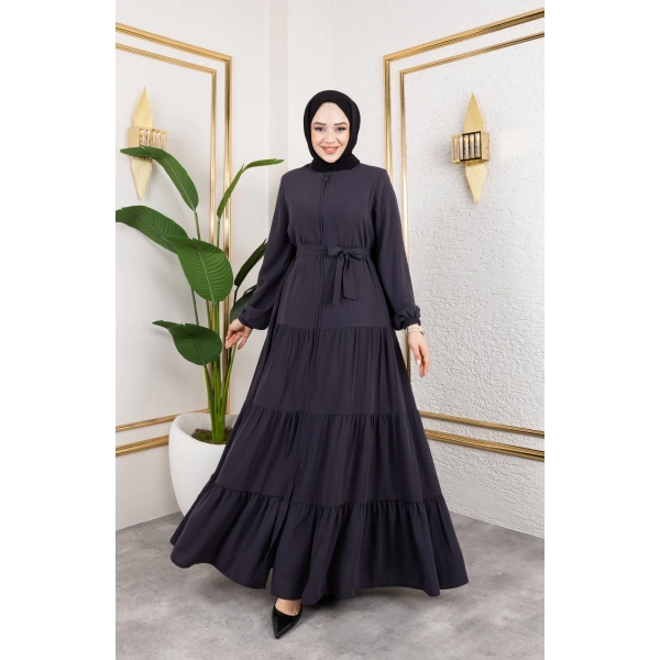 Medine İpeği 3 Kat Büzgülü Feracce