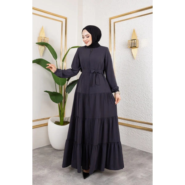 Medine İpeği 3 Kat Büzgülü Feracce