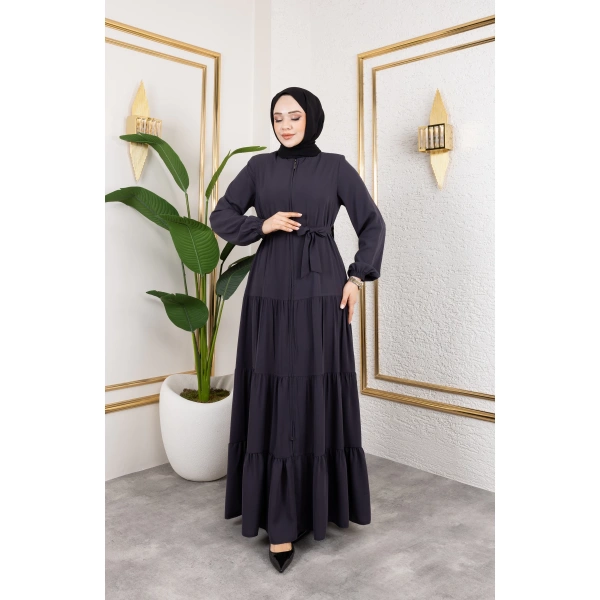 Medine İpeği 3 Kat Büzgülü Feracce