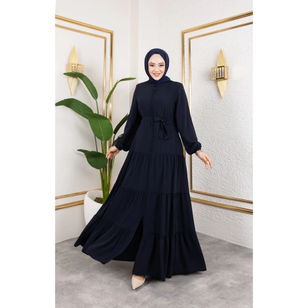 Medine İpeği 3 Kat Büzgülü Feracce