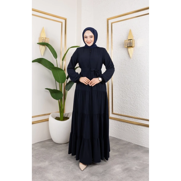 Medine İpeği 3 Kat Büzgülü Feracce